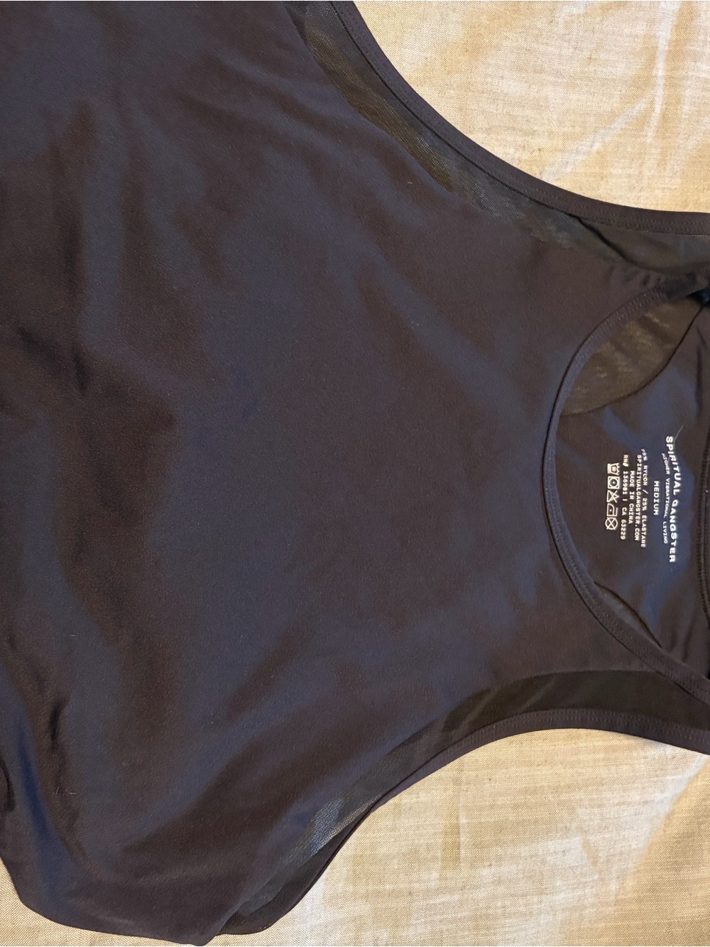 Spiritual Gangster Black Mesh-Trim Athletic Tank